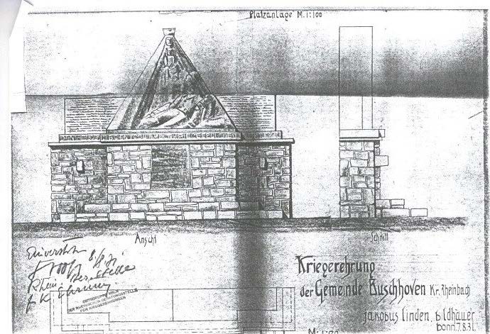 Ansicht des Ehrenmals nach Plan des Bildhauers J. Linden im Jahre 1931
